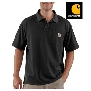 Carhartt Polo Shirt Adult M Black Loose Original Fit Pullover w/ Pocket